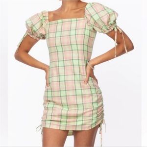 Ragged Priest Dolls Kill Plaid Ruched Dress 
Square Neck